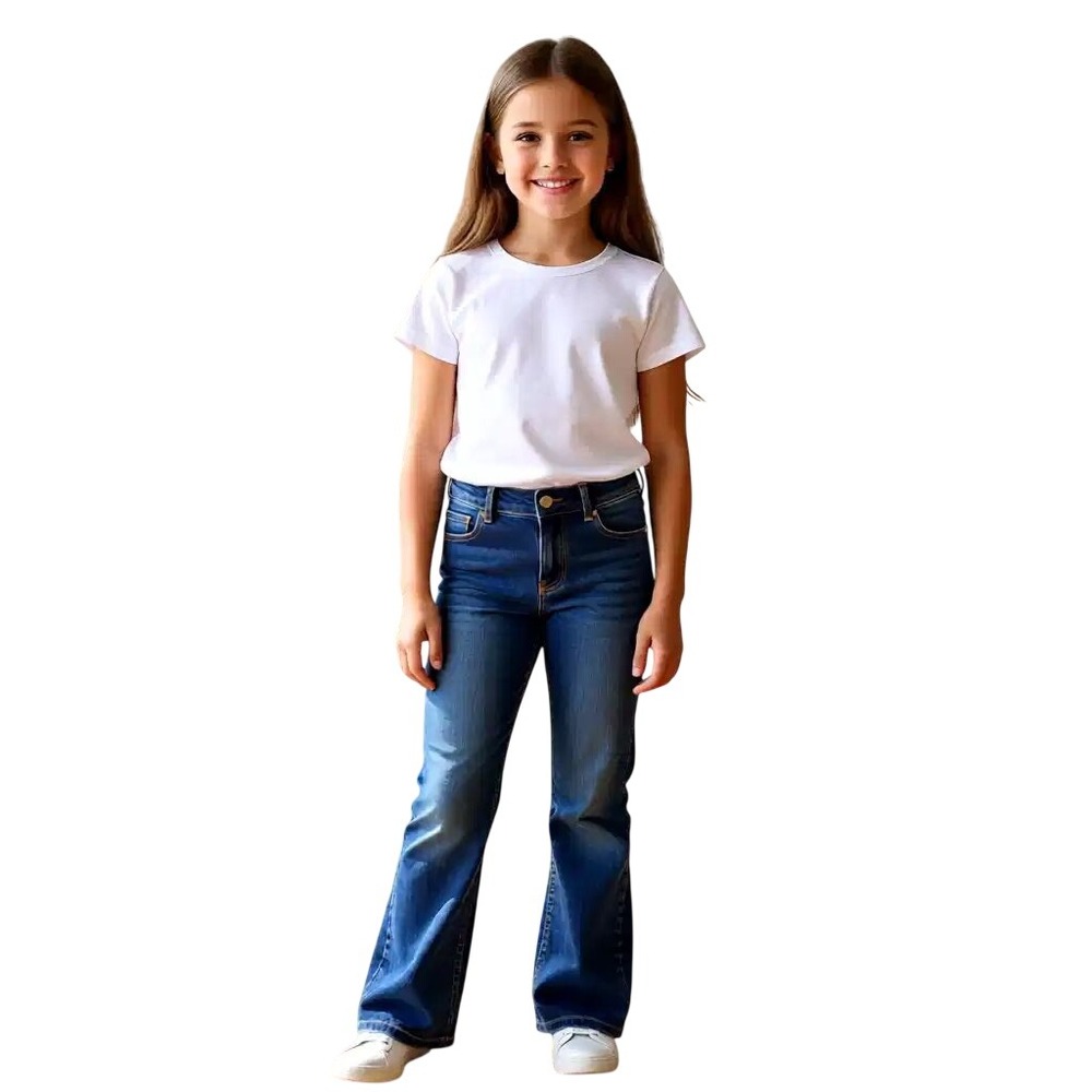 Levis Girls Flare Denim Dark Wash Adjustable Waist Stretch Jeans Size 8 NEW